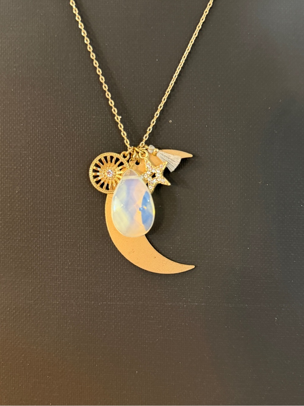 Do not buy: Handmade Adirondacks Celestial Moonstone Moon & Star Necklace 30” - Picture 2 of 6